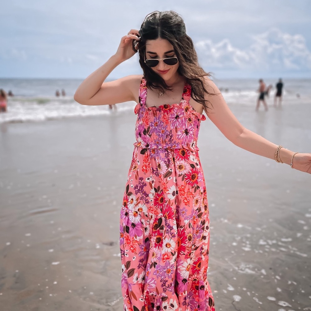 Rachel Parcell Smocked Tiered Sundress in Botanical Floral